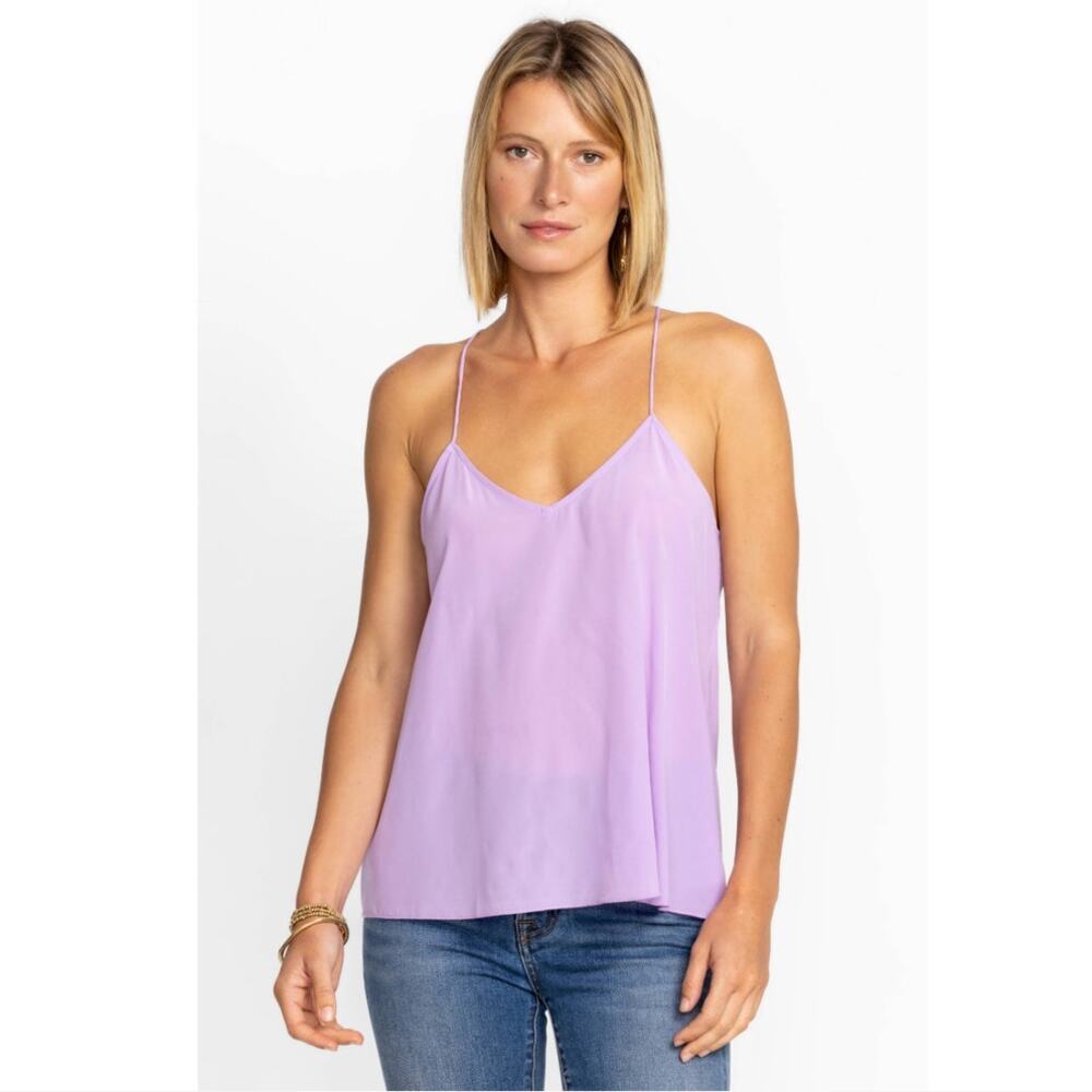 JOHNNY WAS Edith Silk Cami Racerback Spaghetti Strap in Lavender Women's Medium